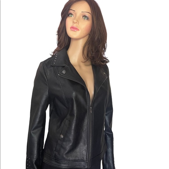 New Ana a new aprobach black leather jacket size small - Picture 15 of 15
